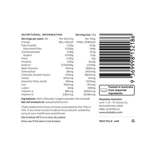 Phytality Fermented Chlorella Powder 120g