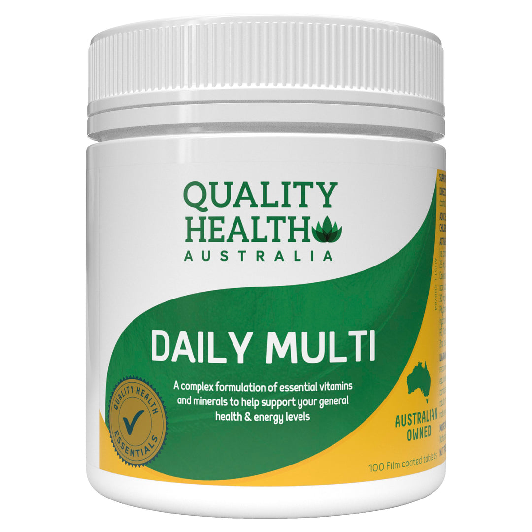 Quality Health Australia Daily Multi 100 tablets bottle, front label
