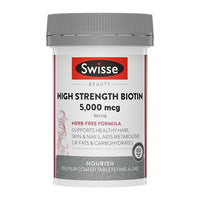 Swisse Beauty High Strength Biotin 5000meg 100 Tablets | Mr Vitamins