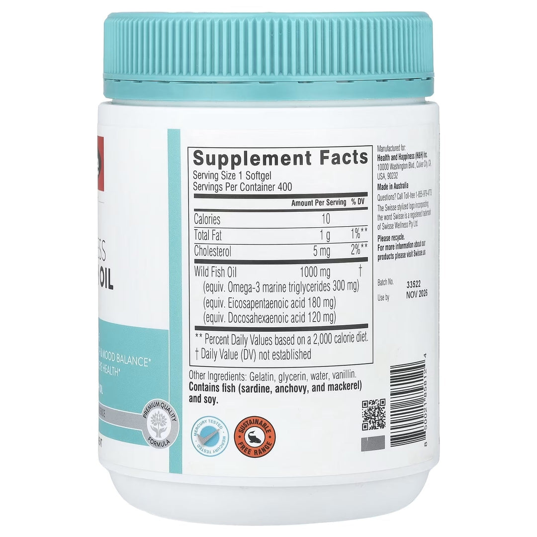 Swisse Ultiboost Odourless Wild Fish Oil 1000mg
