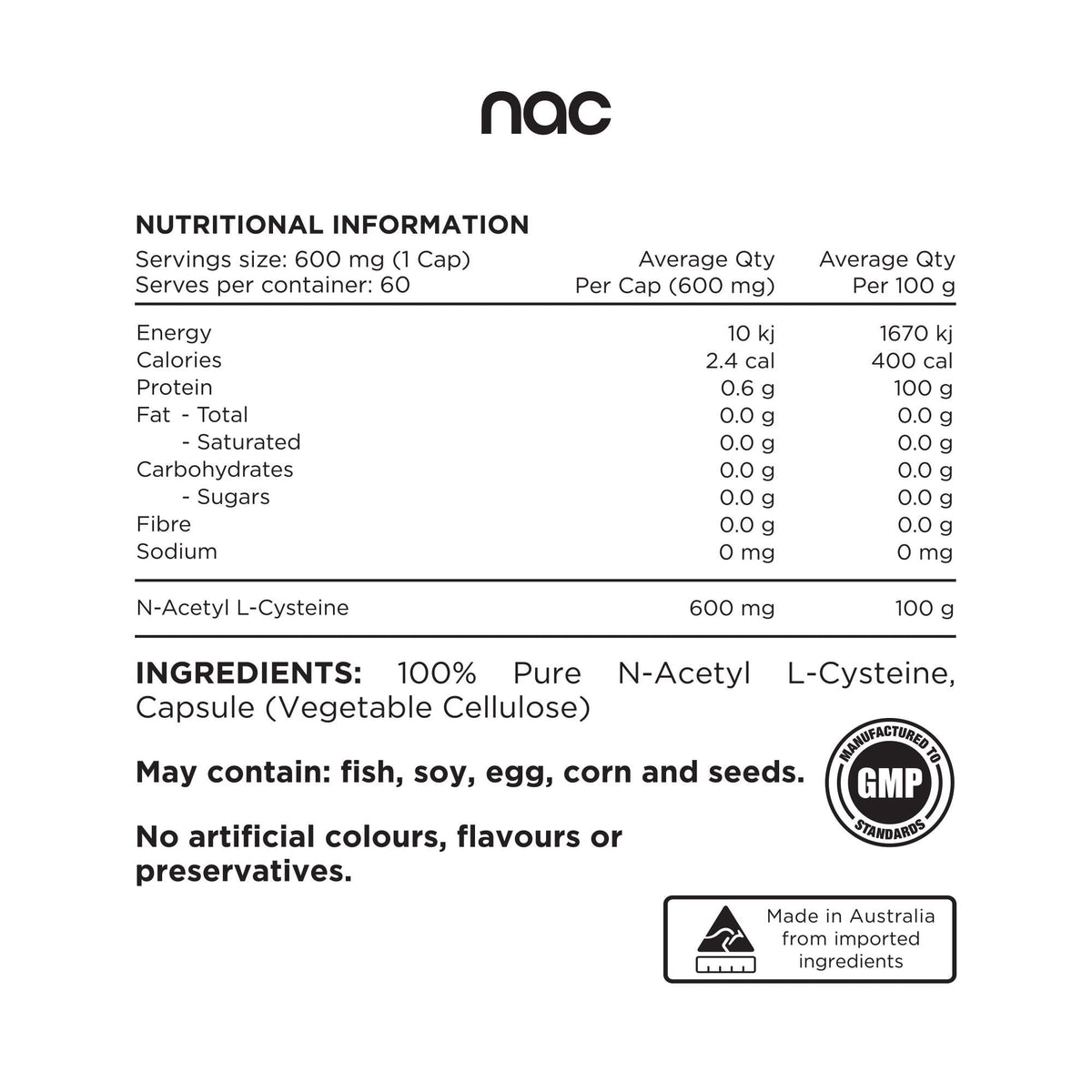 Switch Nutrition NAC: 100% Pure N-Acetyl Cysteine - 150 Serves