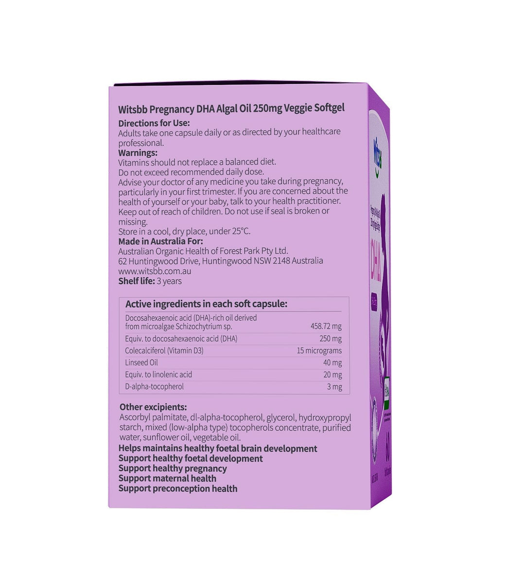 Witsbb Pregnancy DHA Algal Oil Veggie Softgel | Mr Vitamins