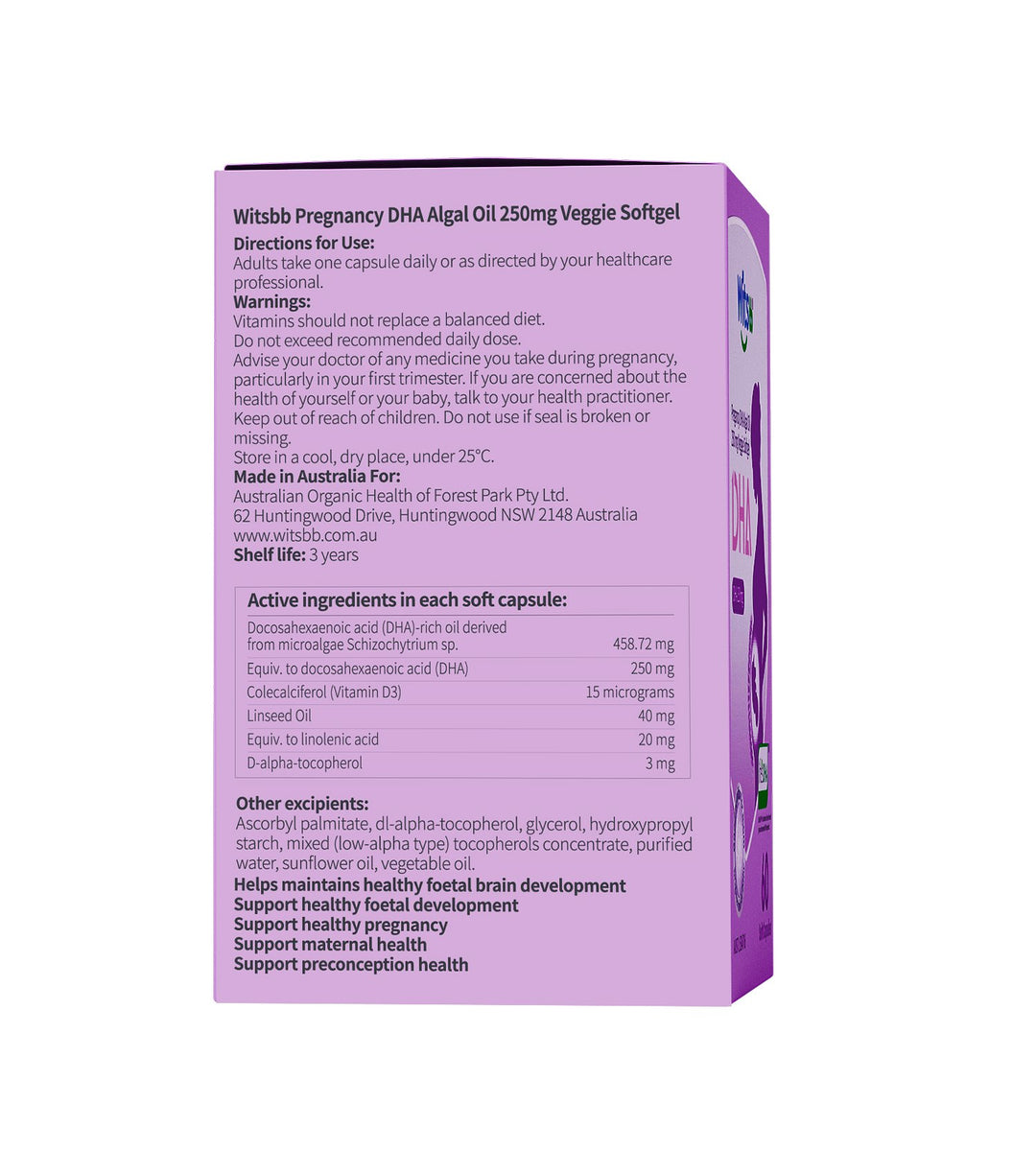 Witsbb Pregnancy DHA Algal Oil Veggie Softgel | Mr Vitamins