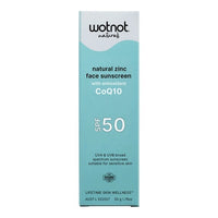 WOTNOT Natural Zinc Face Sunscreen SPF50 with antioxidant CoQ10 | Mr Vitamins