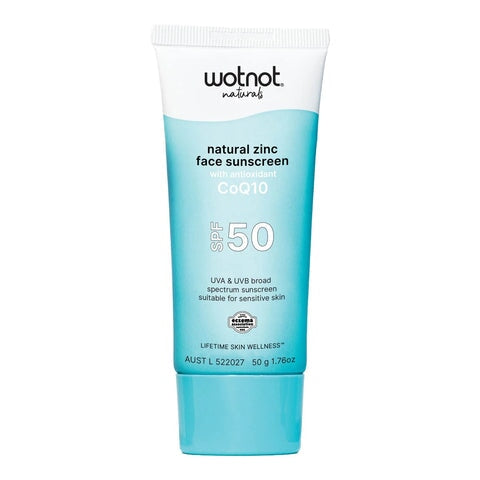 WOTNOT Natural Zinc Face Sunscreen SPF50 with antioxidant CoQ10 | Mr Vitamins