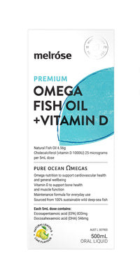 Melrose Premium Omega Fish Oil + Vitamin D Liquid