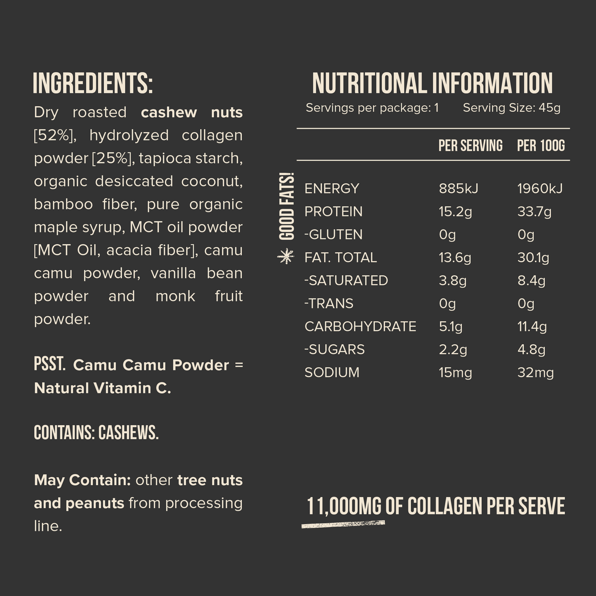 Chief Collagen Bar Cashew Shortbread