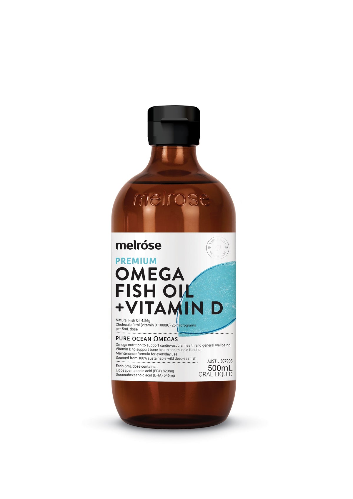 Melrose Premium Omega Fish Oil + Vitamin D Liquid