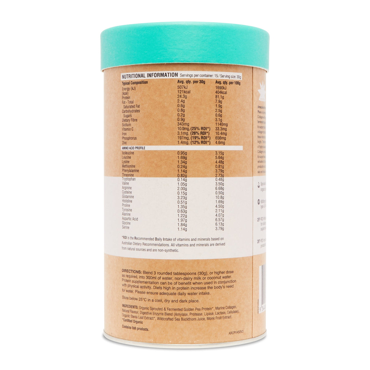 Amazonia Raw Collagen Protein Vanilla Maple Powder