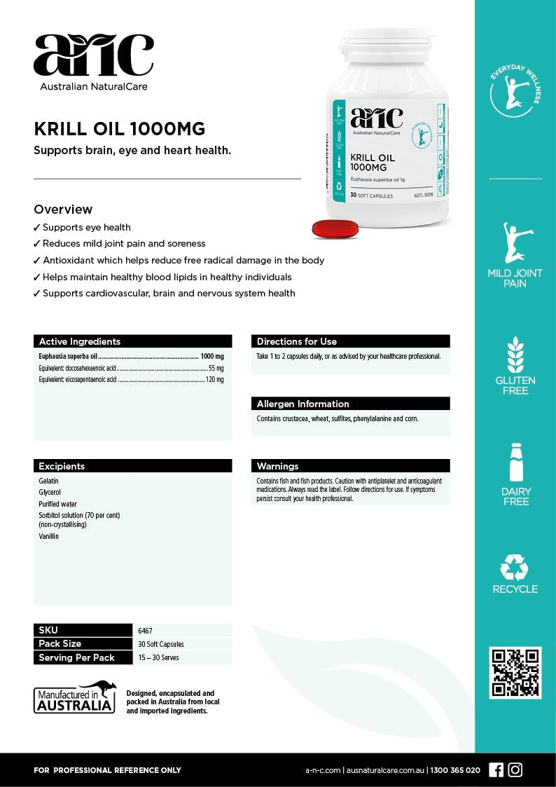 Australian Natural Care Krill Oil 1000mg 60 Caps