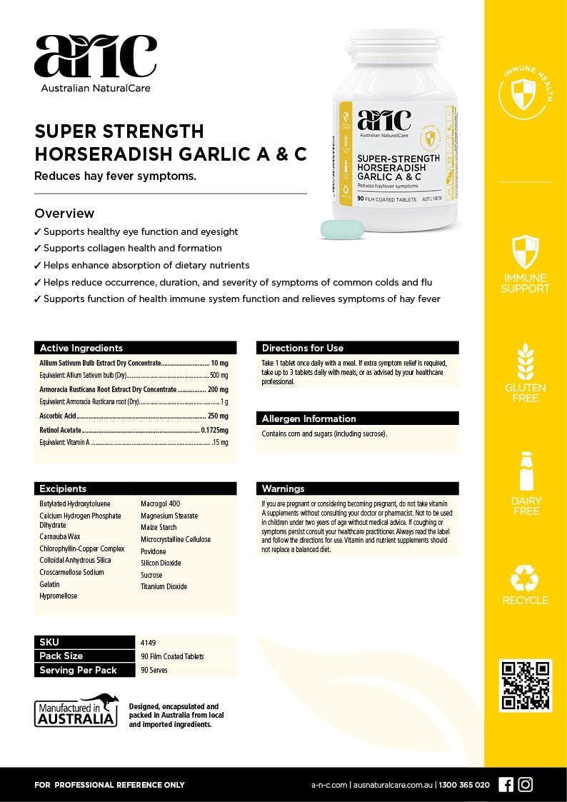 Australian Natural Care Super Strength Horseradish Garlic A And C