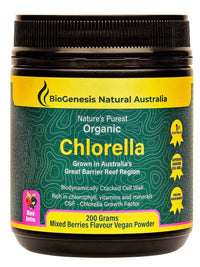 Biogenesis Australian Organic Chlorella 200g Powder Mixed Berries | Mr Vitamins