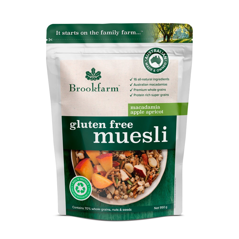 Brookfarm Gluten Free Macadamia Muesli with Apple and Apricot 350g