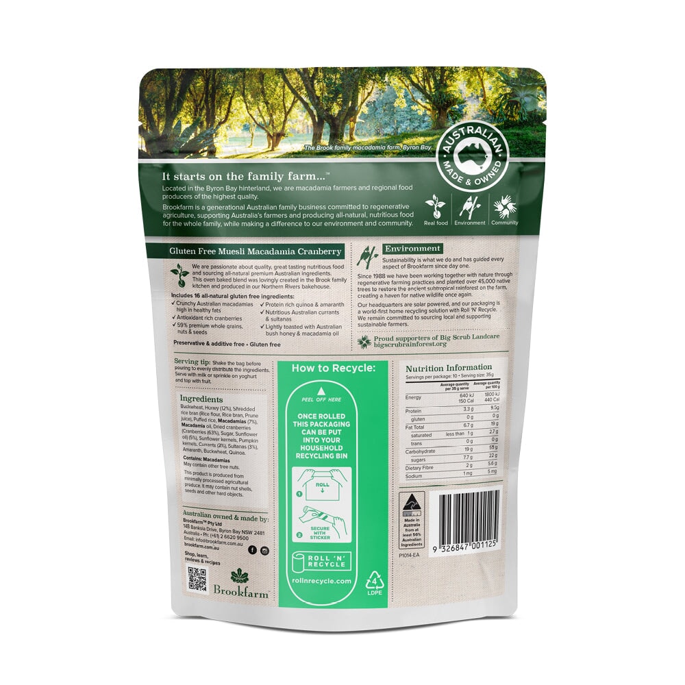 Brookfarm Gluten Free Macadamia Muesli with Cranberry