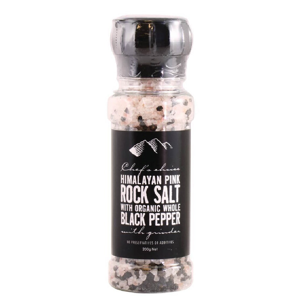 Chefs Choice Pink Rock Salt With Organic Whole Black Pepper