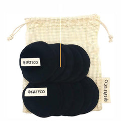 EVER ECO Reusable Bamboo Facial Pads Black with Cotton Wash Bag