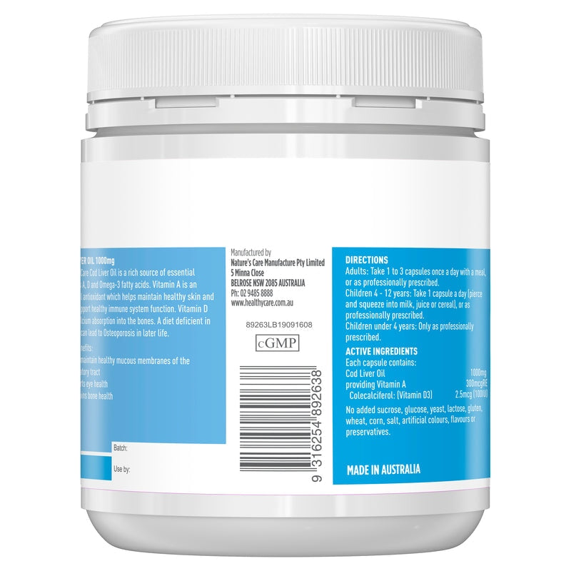 Healthy Care Cod Liver Oil 1000mg