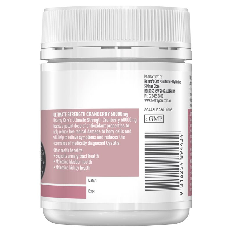 Healthy Care Cranberry Ultra Strength 60000mg 60 Caps