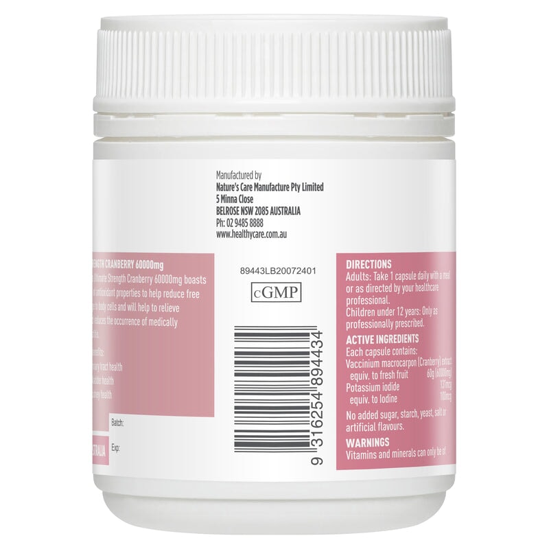 Healthy Care Cranberry Ultra Strength 60000mg 60 Caps