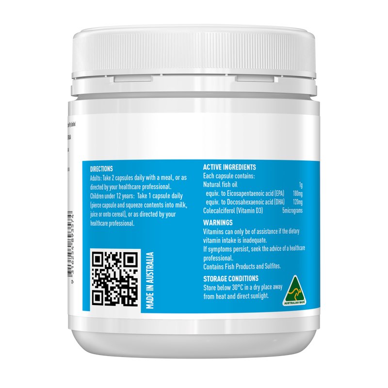 Healthy Care Fish Oil + Vitamin D3 200 Softgel caps