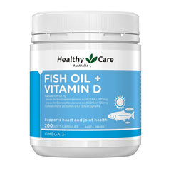 Healthy Care Fish Oil + Vitamin D3 200 Softgel caps