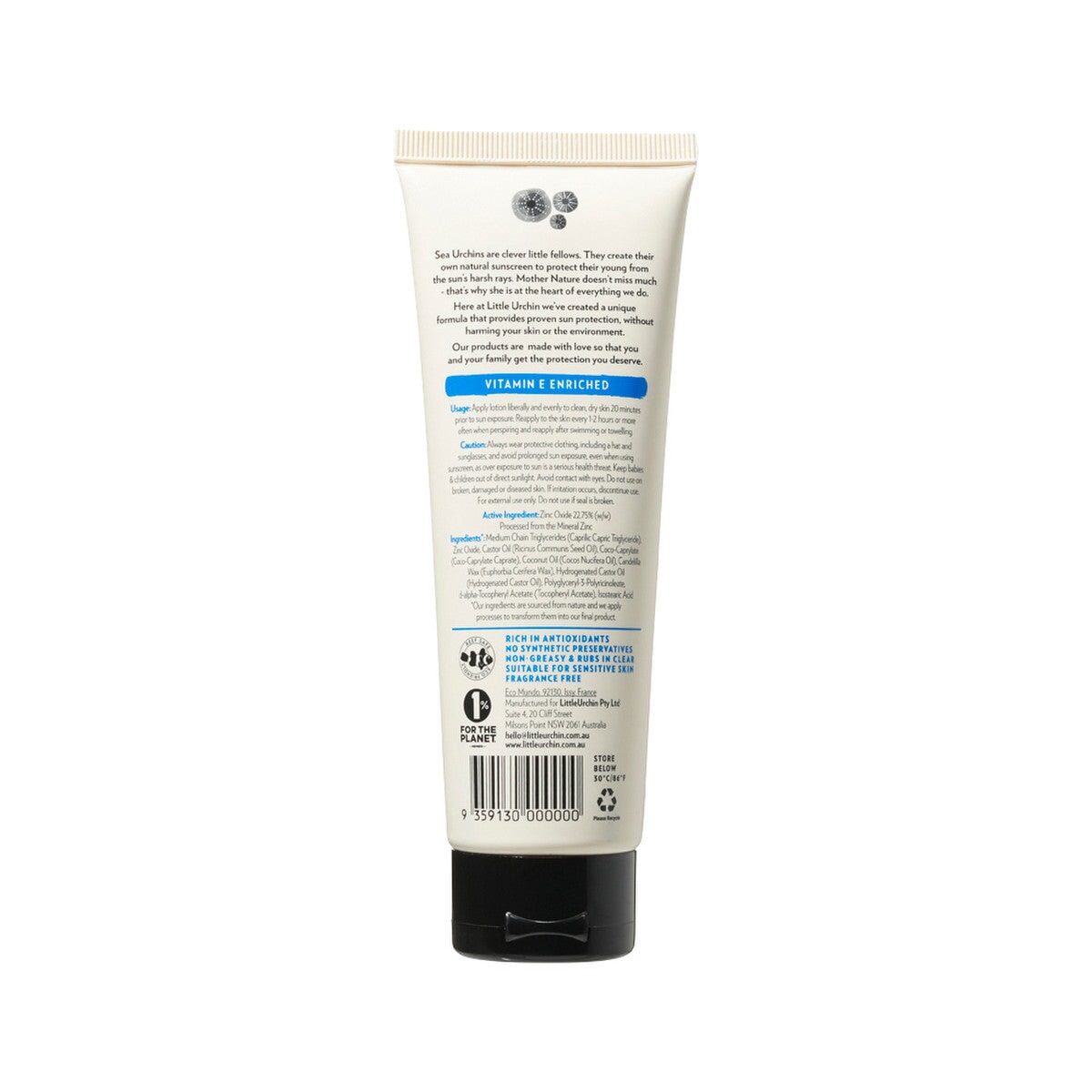 Little Urchin Natural Sunscreen Clear Zinc SPF50+