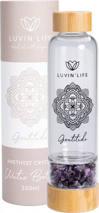 Luvin Life Crystal Water Bottle Amethyst Gratitude | Mr Vitamins