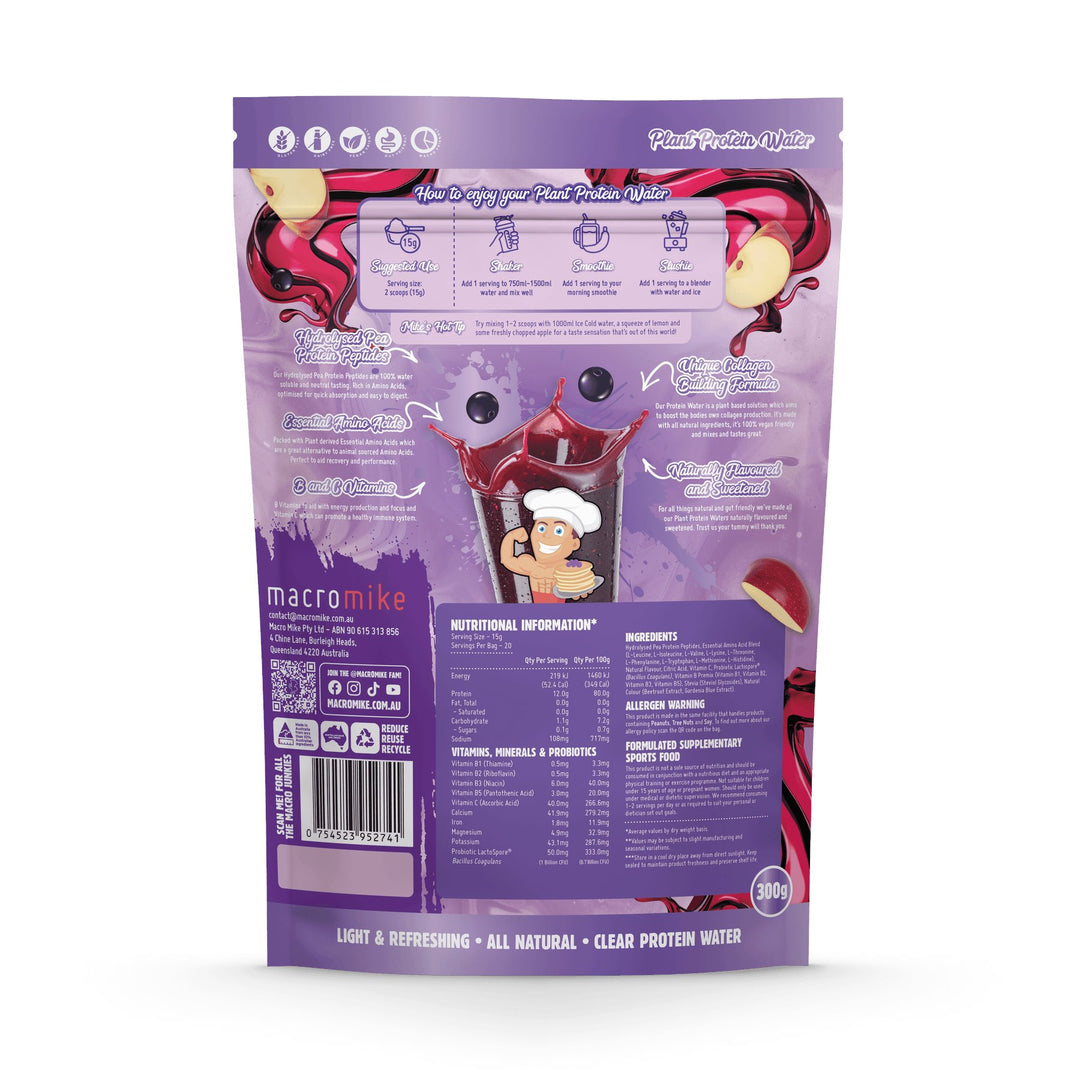 MACRO MIKE Plant Protein Water Apple Blackcurrant