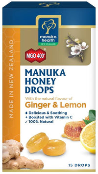 Manuka Health Manuka Honey Drops - Lemon & Ginger | Mr Vitamins
