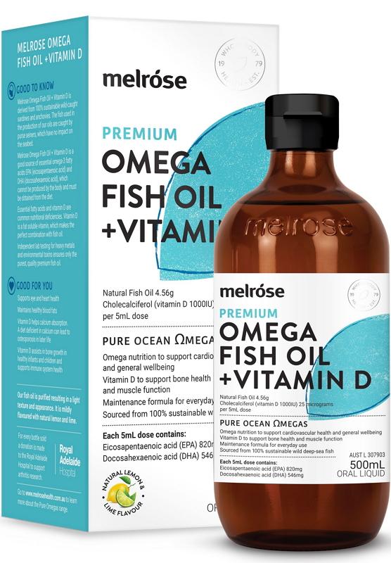 Melrose Premium Omega Fish Oil + Vitamin D Liquid