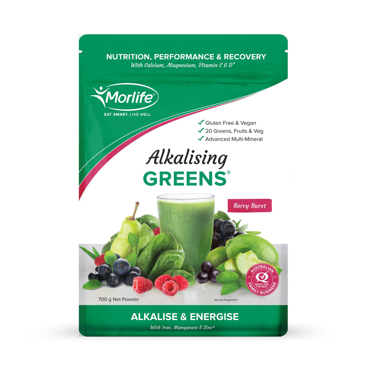 Morlife Alkalising Greens Berry Burst 700G