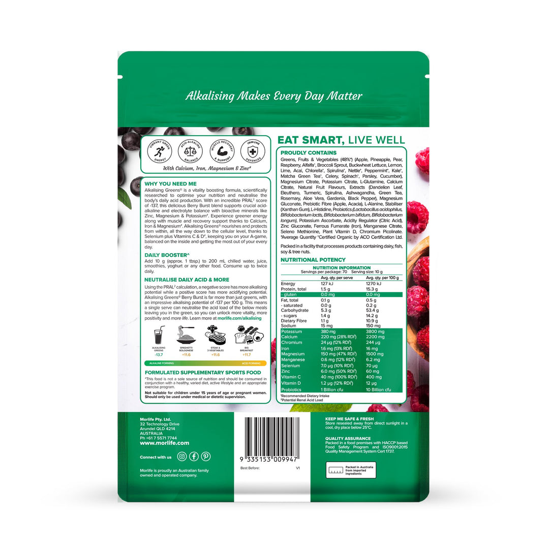 Morlife Alkalising Greens Berry Burst 700G