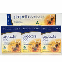 Natural Life 3 X Propolis 500mg + Free Propolis Toothpaste