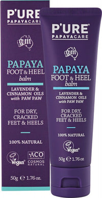 Pure Papayacare Papaya Foot and Heel Balm Lavender Cinnamon Oils and Paw Paw