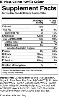 R1 MASS GAINER | Mr Vitamins