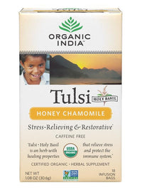 Organic India Tulsi Honey Chamomile Tea 18 Tea Bags | Mr Vitamins
